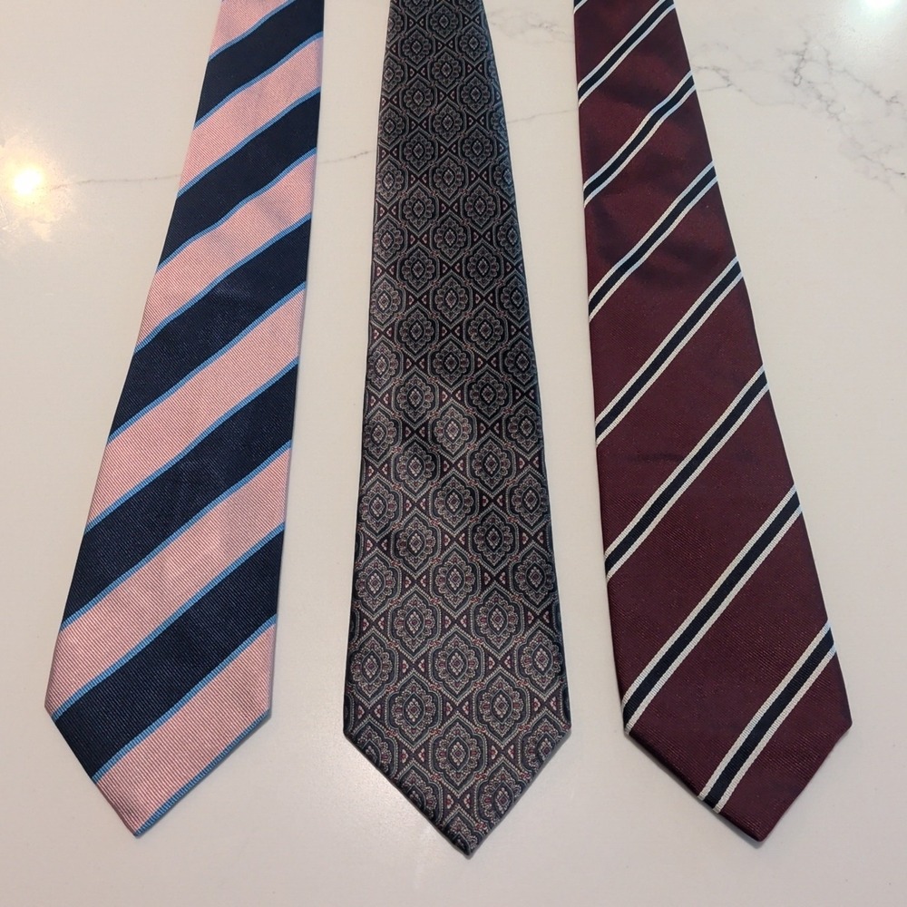 Lot Of 3 Lands End Silk Ties Made In USA